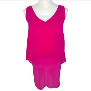 White House Black Market Fuchsia Layered Sleeveless Shift Dress
